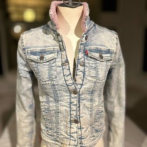 Levis Fleece Lined Jean Jacket Girls Denim Light Pink